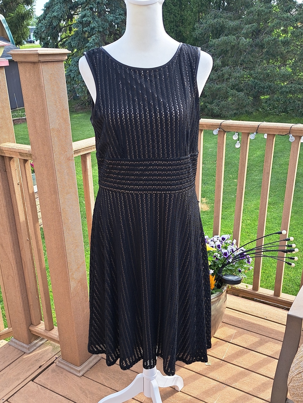 Coldwater Creek Black Sleeveless Fit-and-Flare Midi Dress